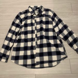 LL Bean Blue and White Flannel XL